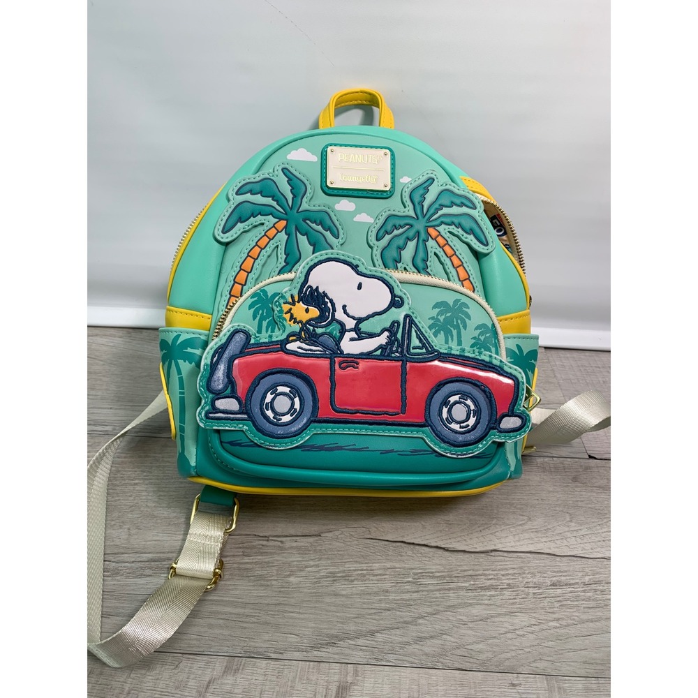 Loungefly Peanuts Snoopy Road Trip Mini Backpack Teal Yellow CANYNPVGP-R
